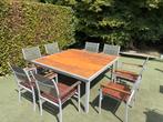 Tuintafel en stoelen  8 personen 160x160cm, Tuin en Terras, Ophalen of Verzenden, Hout
