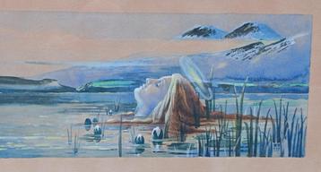 oud surrealistisch schilderij gesigneerd beschikbaar voor biedingen