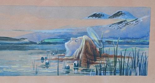 oud surrealistisch schilderij gesigneerd, Antiek en Kunst, Kunst | Schilderijen | Modern, Ophalen of Verzenden