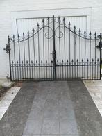 Smeedijzeren poort in vol ijzer 292 cm breed, Jardin & Terrasse, Portes de jardin, Utilisé, Enlèvement ou Envoi, Fer