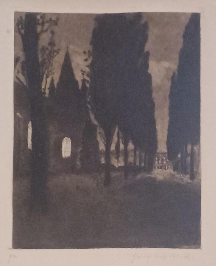 Maurice-Emile Blieck (1878-1943): Duisternis (41 x 58 cm), Antiek en Kunst, Kunst | Etsen en Gravures, Ophalen of Verzenden