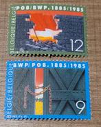 2 oude postzegels: 100ste verjaardag Belgische Werklieden, Postzegels en Munten, Frankeerzegel, Ophalen of Verzenden, Zonder stempel