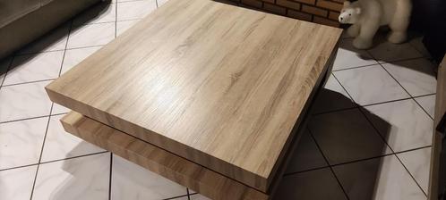 Salontafel in de woonkamer 1mx1m, Huis en Inrichting, Tafels | Salontafels, Gebruikt, Minder dan 50 cm, Vierkant, Eikenhout, Overige materialen