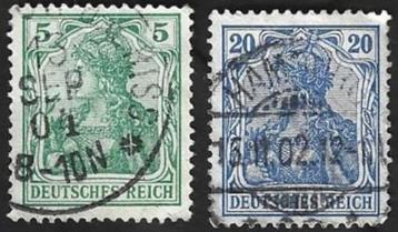 2 Postzegels Duitse Rijk Germania inschrift DEUTSCHES REICH beschikbaar voor biedingen