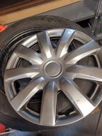 jantes tole + pneu hiver + enjoliveurs 195 65 R15 95 T 6J 15, Auto-onderdelen, Banden en Velgen, Gebruikt, 15 inch, Velg(en), Personenwagen