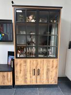 Vitrinekast 120 cm - decor - bruin zwart, Huis en Inrichting, Ophalen, Met deur(en), 100 tot 150 cm, 200 cm of meer