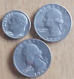 Lot USA: DIME 1980 D + QUARTER 1965 en 1979 D, Postzegels en Munten, Munten | Amerika, Verzenden, Noord-Amerika, Setje