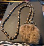 Très beau long collier - Perles et pompon, Handtassen en Accessoires, Kettingen, Overige materialen, Gebruikt, Bruin, Met hanger