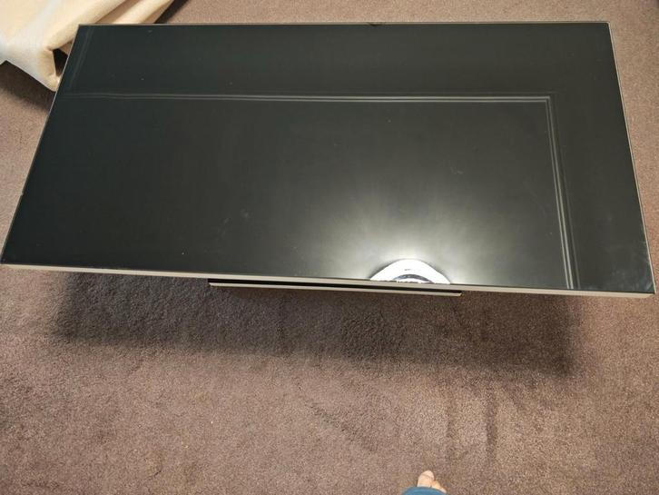 Zwarte en wit Living koffietafel (tempered glass), Huis en Inrichting, Tafels | Eettafels, Gebruikt, 50 tot 100 cm, 100 tot 150 cm