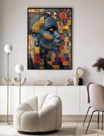 Uniek XXL Glasschilderij | Golden Mosaic Woman #1 - 6 sizes, Oorspronkelijke maker, Verzenden, Nieuw, 125 cm of meer