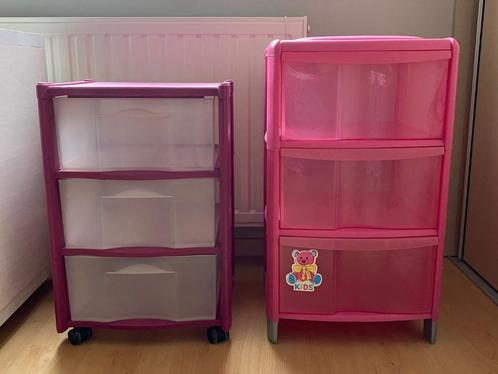 2 ladekasten op wieltjes, Huis en Inrichting, Kasten | Ladekasten, Gebruikt, Kunststof, 3 of 4 laden, Ophalen