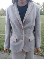 mooie grijze blazer met leren afwerking Eugen Klein maat 42, Kleding | Dames, Eugen Klein, Maat 42/44 (L), Ophalen of Verzenden