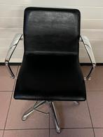 Kappersstoel, Ophalen, Zwart, Leer, Zo goed als nieuw