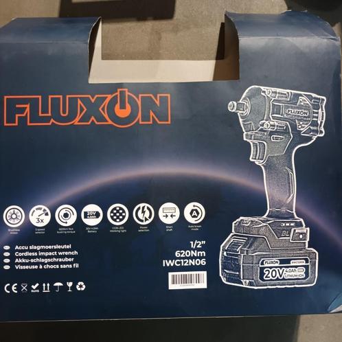 Slagmoerleutel Fluxon 1/2" 620Nm met accu en oplader, Bricolage & Construction, Outillage | Autres Machines, Neuf, Enlèvement ou Envoi