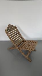 Mooie houten handgesneden vouwstoel – vintage / decoratief, Tuin en Terras, Ophalen, Gebruikt, Inklapbaar