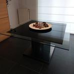 Eettafel (8 personen) glas/inox 140x140x76cm, Huis en Inrichting, Ophalen, Vierkant, Vijf personen of meer, 100 tot 150 cm