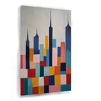 Skyline in vormen en kleuren Glasschilderij 100x150cm + Opha, Huis en Inrichting, Woonaccessoires | Wanddecoraties, Nieuw, Verzenden