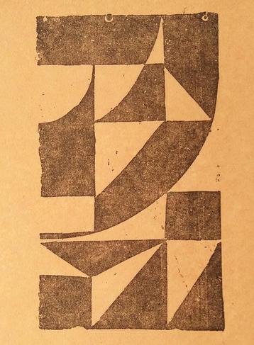 Linosnede van Werman 1920-er jaren. Contructivisme beschikbaar voor biedingen