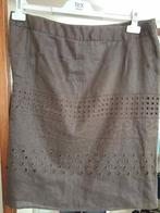 jupe brun taupe broderie anglaise et lin Devernois T.44 LXL, Kleding | Dames, Bruin, Maat 42/44 (L), Ophalen of Verzenden, Gedragen