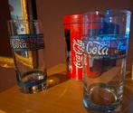 2 RETRO GLAZEN COCA COLA +BLIK COCA COLA, Ophalen of Verzenden, Gebruikt, Frisdrankglas