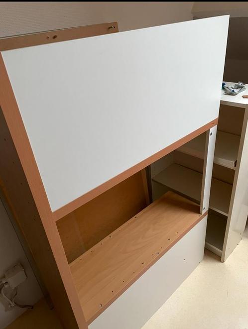 Bureau met bureaublad in glas/ wand met tijdschriftenhouder, Huis en Inrichting, Bureaus, Zo goed als nieuw, Bureau, Ophalen