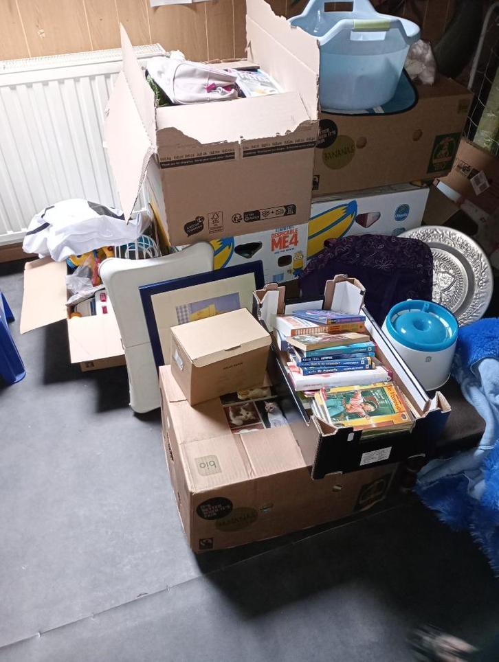 11 volle dozen of zakken voor rommelmarkt / brocante, Diversen, Rommelmarktspullen, Gebruikt, Ophalen