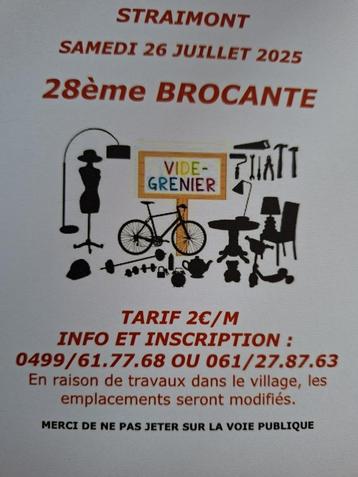 Brocante Straimont 26 juillet 2025 beschikbaar voor biedingen