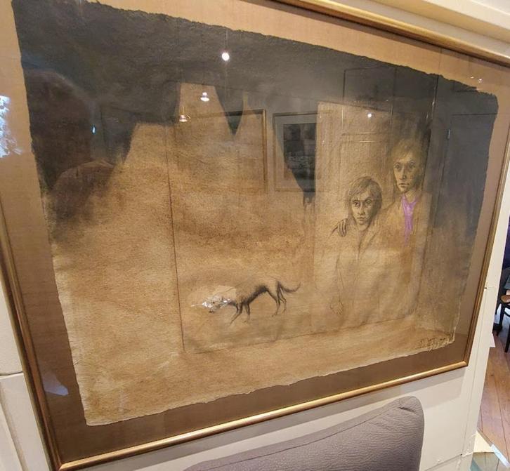 Roland Devolder - grote ets - Ingekleurd - get+nr - kader, Antiek en Kunst, Kunst | Etsen en Gravures, Ophalen of Verzenden