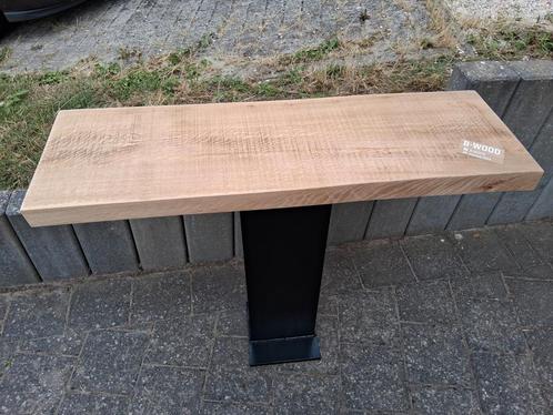 eiken haltafel met zwart stalen onderstel, Huis en Inrichting, Tafels | Statafels, Nieuw, Ophalen