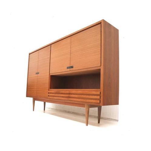 Groot vintage highboard dressoir/wandmeubel van teakhout ’60, Huis en Inrichting, Kasten | Vitrinekasten, Teakhout, Ophalen of Verzenden