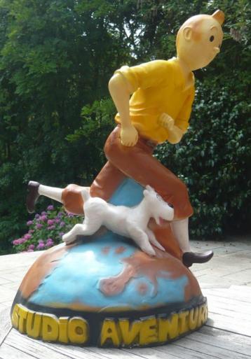 TINTIN STUDIO AVENTURES, GRANDE FIGURINE EN POLYSTONE 74 CM, Enlèvement, Tintin, Comme neuf, Statue ou Figurine