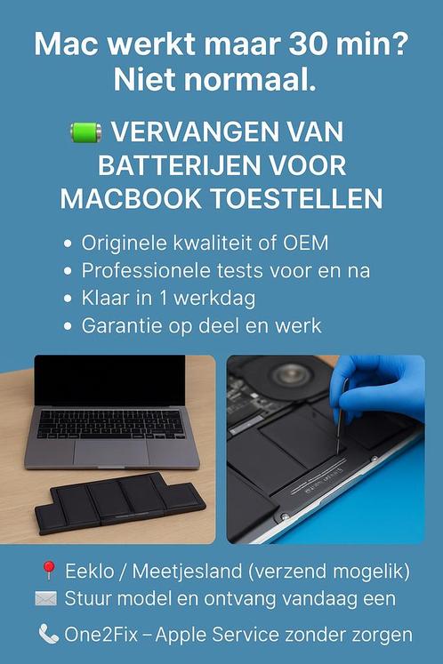 MacBook batterij vervangen – snelle service in Eeklo, Audio, Tv en Foto, Accu's en Batterijen, Ophalen