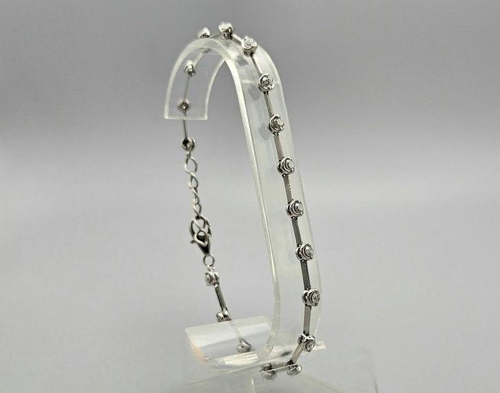 Wit gouden vintage armband met diamant ca: 0.50 ct. 2024/385, Handtassen en Accessoires, Armbanden, Zo goed als nieuw, Goud, Wit