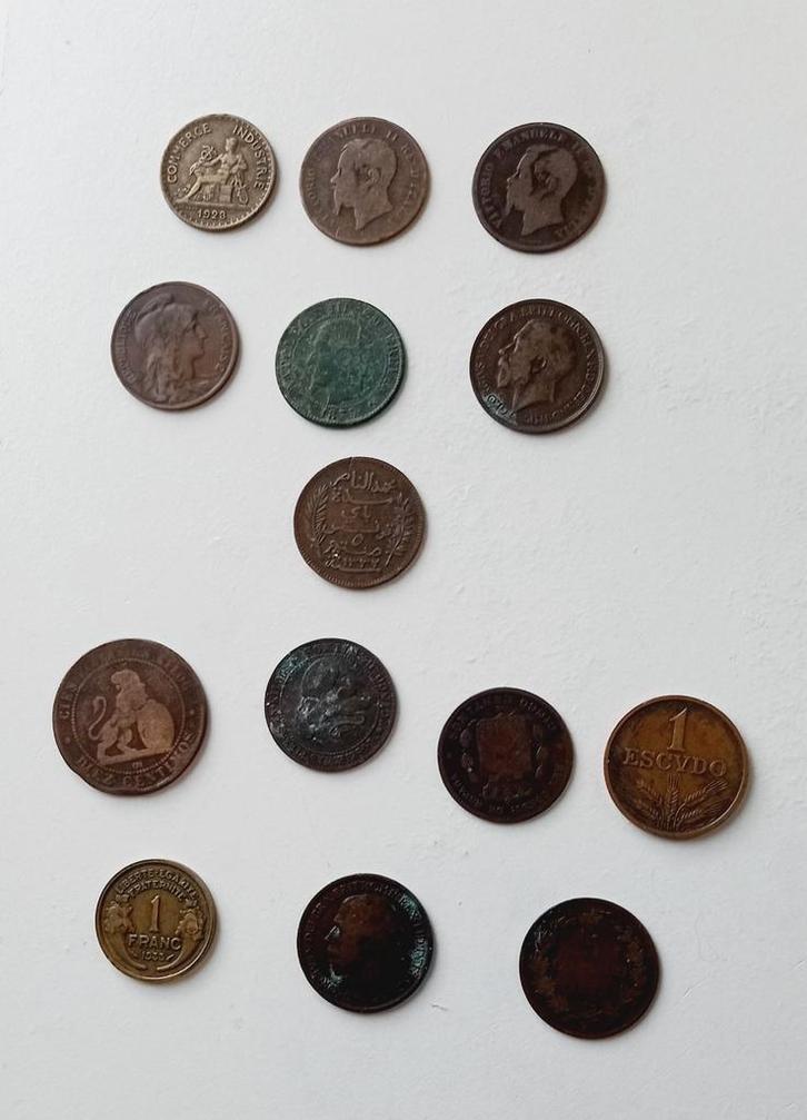 Lot van 14 antieke munten (19e-20e) - Frankrijk, Italië, Es, Postzegels en Munten, Munten | Europa | Euromunten, Losse munt, 5 cent