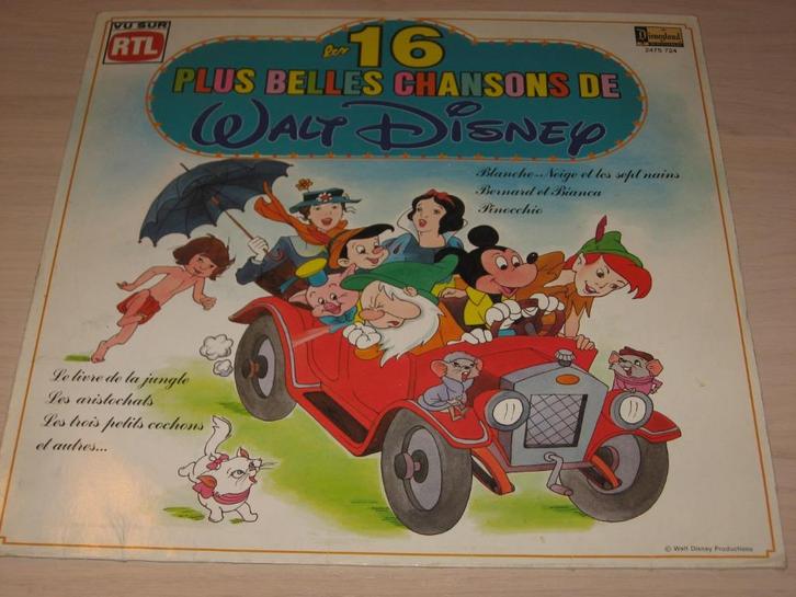 Disque vinyl 33 tours walt disney les 16 plus belles chanson, CD & DVD, Vinyles | Enfants & Jeunesse, Comme neuf, Musique, Enlèvement ou Envoi