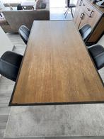Eikenhout eettafel met  6 stoelen, Ophalen, 100 tot 150 cm, Eikenhout, 200 cm of meer