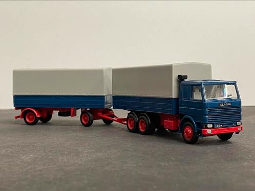 Herpa Scania 142M combinatie 1:87, Hobby en Vrije tijd, Modelauto's | 1:87, Zo goed als nieuw, Bus of Vrachtwagen, Herpa, Ophalen of Verzenden