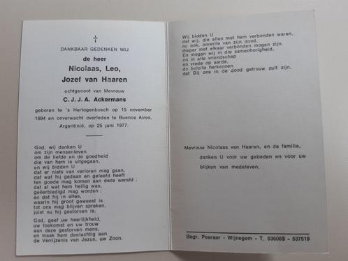 Bidprent "Nicolaas van Haaren" 1894-1977, Verzamelen, Bidprentjes en Rouwkaarten, Bidprentje, Ophalen of Verzenden