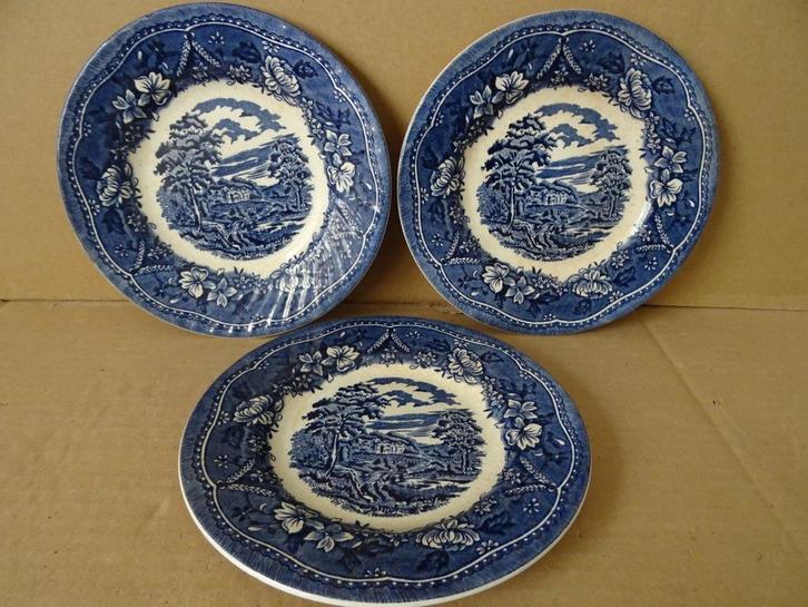 Antieke gebaksbordjes Old castle by Barrats gebaksbordjes 3x, Antiek en Kunst, Antiek | Servies los, Ophalen of Verzenden