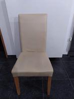 Eetkamerstoelen beige, houten poten, Huis en Inrichting, Stoelen, Gebruikt, Overige kleuren, Smal, rechte rug, sober design,, Vijf, Zes of meer stoelen