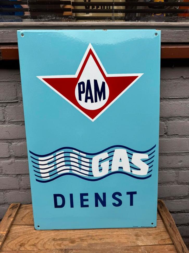 Oud PAM Dienst emaille reclamebord, Verzamelen, Merken en Reclamevoorwerpen, Gebruikt, Reclamebord, Ophalen of Verzenden
