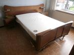 vintage bed met spiegelkastje, Brun, Queen size, Bois, Vintage