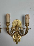 2 messing Paauw wandlampen, Ophalen of Verzenden, Gebruikt