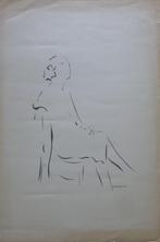 JAN VAERTEN / ZITTENDE VROUW / ZW-W LITHO / 61x40cm / 1956, Ophalen of Verzenden