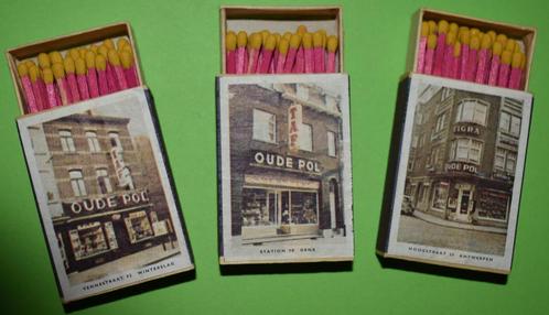 3 oude lucifersdoosjes Oude POL jaren 1960 Antwerpen, Genk,, Collections, Articles de fumeurs, Briquets & Boîtes d'allumettes