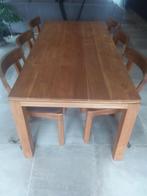 houten tafel en 6 stoelen, Huis en Inrichting, Tafels | Eettafels, 50 tot 100 cm, 150 tot 200 cm, Gebruikt, Rechthoekig