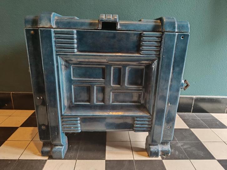 Blauwe emaille art deco kachel, Huis en Inrichting, Kachels, Gebruikt, Ophalen