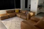 Cognac lederen modulair salon, Huis en Inrichting, Zetels | Complete zithoeken, Ophalen, Zo goed als nieuw