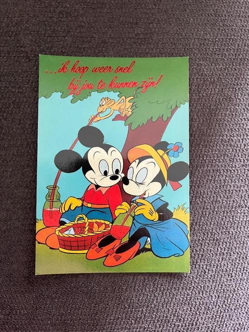 Postkaart Disney Mickey Mouse 'Ik hoop', Collections, Disney, Comme neuf, Image ou Affiche, Mickey Mouse, Envoi