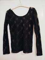 Dessus noir dentelé, transparent, taille S, très bon état, Enlèvement ou Envoi, Comme neuf, Taille 36 (S), Noir